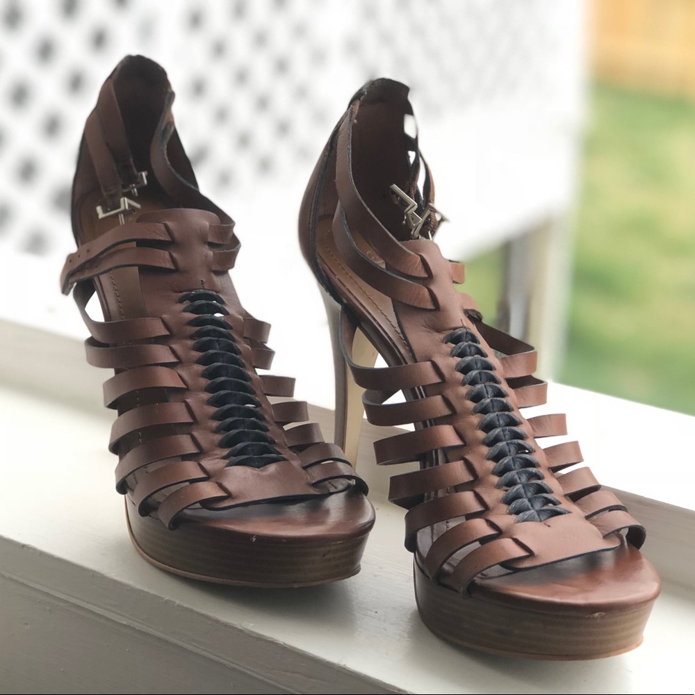 Gianni Bini Leather Strappy Stilettos